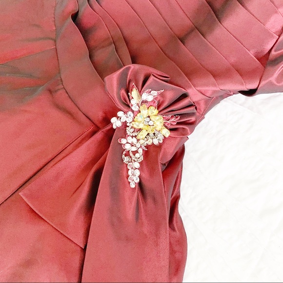 Evenings by Allure Red One Shoulder Ball Gown - Picture 11 of 16